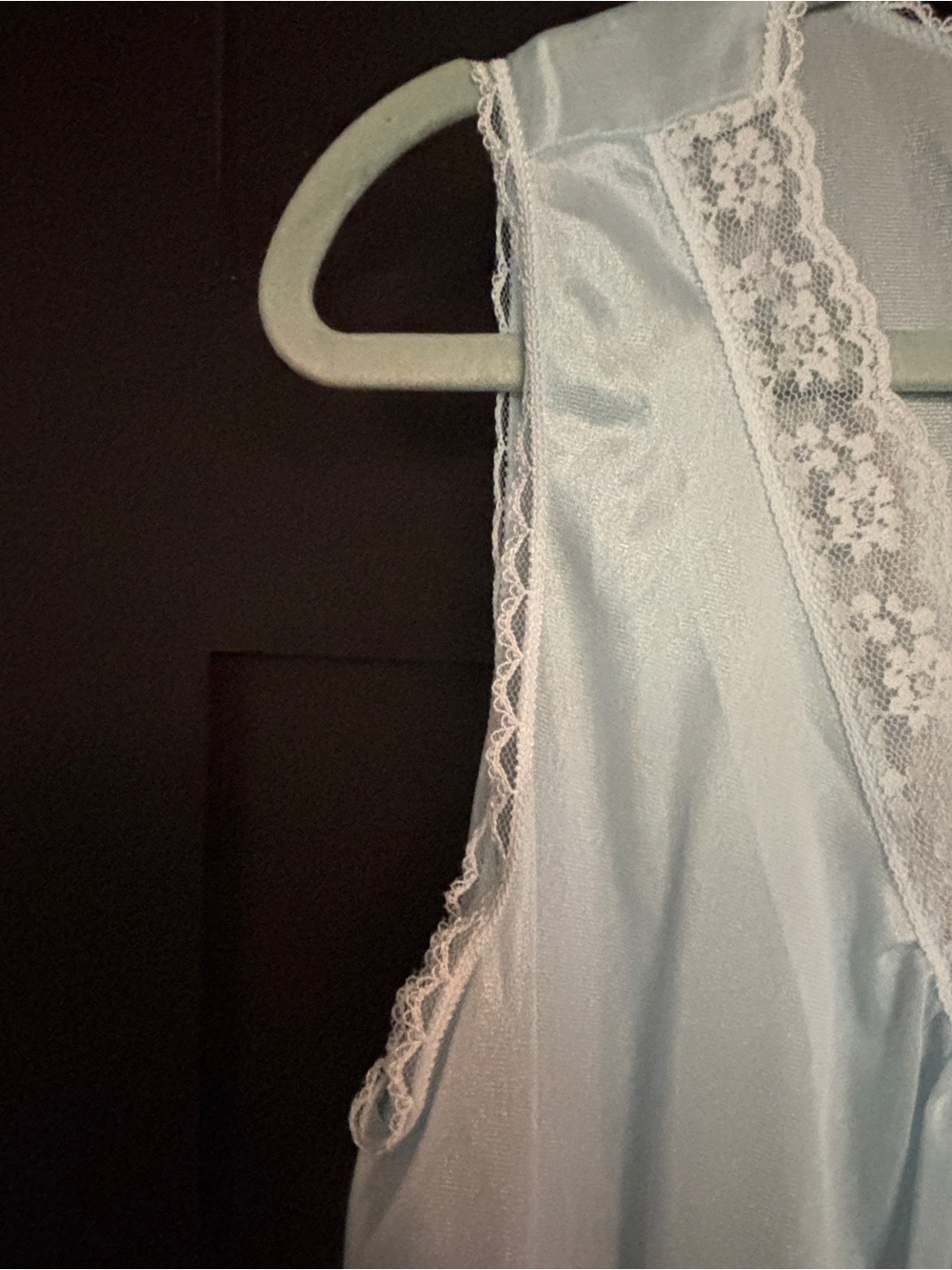 NWT Soft Light Blue Lace-Trim Sleeveless Nightgown by Deena, Medium - Picture 4 of 9